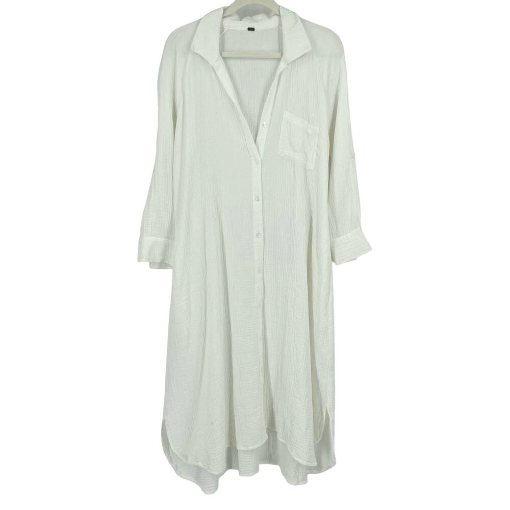Young Fabulous & Broke Noosa Shirt Dress Cotton Gauze Small White NWOT